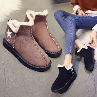 Fleece-lined Star Print Ankle Snow Boots