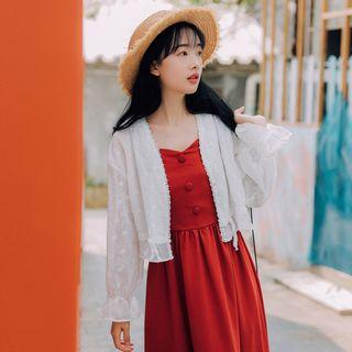 Embroidered Long-sleeve Chiffon Light Jacket