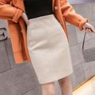 Plain High-waist Mini Pencil Skirt