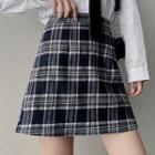 Plaid Woolen  A-line Skirt
