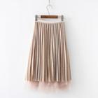 Reversible Midi Mesh Velvet Skirt