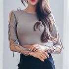 Lace-up Long-sleeve Crop Top