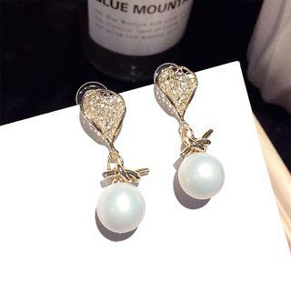 Faux Pearl Dangle Earring 1 Pair - Silver Needle - Gold - One Size