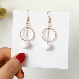 Bead & Hoop Dangle Earring Gold & White - One Size