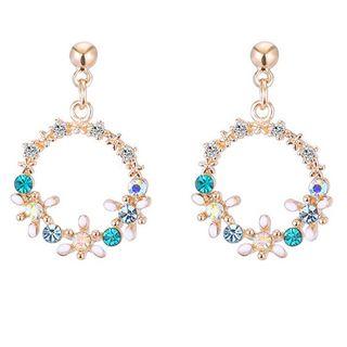 Rhinestone Hoop Drop Earring / Ear Clip