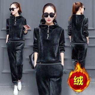 Set: Half-zip Velvet Hoodie + Sweatpants