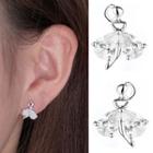 Rhinestone Dancer Earring 1 Pair - With Earring Backs - Stud Earring - Silver - One Size