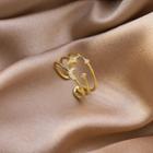 Moon & Star Layered Open Ring Gold - One Size