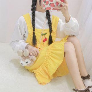 Cherry Jumper Dress / Mock Neck Pullover