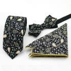 Set Of 3: Printed Neck Tie + Bow Tie + Pocket Square Mz-14 - One Size