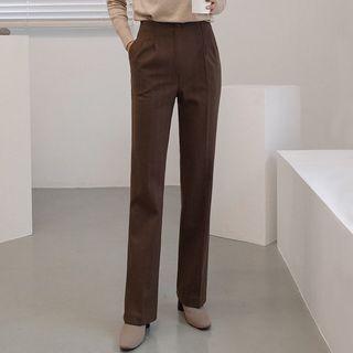 Herringbone Straight-cut Dress Pants Gray - L