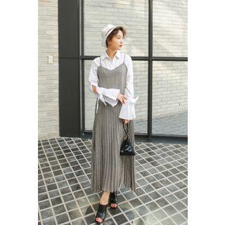 Spaghetti-strap Pattern Long Dress
