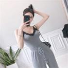 Spaghetti-strap Lace Trim Camisole Top