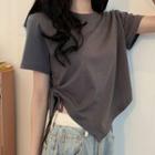 Asymmetrical Drawstring Cropped T-shirt