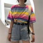 Striped Short-sleeve T-shirt Rainbow - One Size