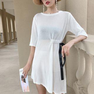 Elbow-sleeve Asymmetric Tunic