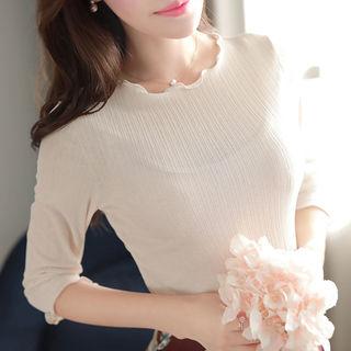 3/4-sleeve Lettuce-edge Top
