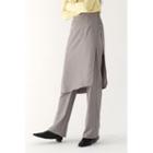 Skirt-overlay Wide-leg Pants Beige - One Size