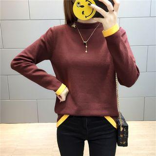 Bee Embroidered Color Block Knit Sweater