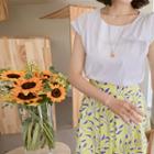 Round-neck Tie-shoulder Top