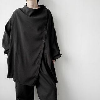 Long Sleeve Side Button Oversized Shirt