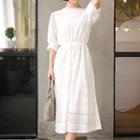 3/4-sleeve Lace Midi Dress