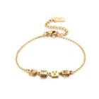 Fashion And Simple Plated Gold Geometric Square Love 316l Stainless Steel Bracelet Golden - One Size
