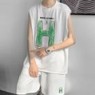 Set: Letter Print Tank Top + Sweatshorts