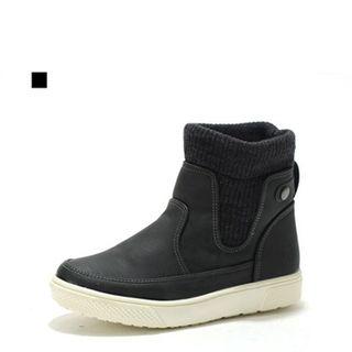 Knit-trim Ankle Boots