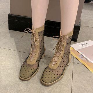Mesh Lace-up Short Boots