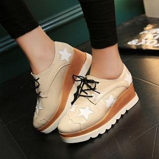 Wedge Star Pattern Oxford Shoes
