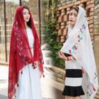 Tasseled Embroidery Light Scarf
