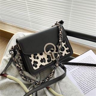 Patterned Panel Chain Crossbody Bag