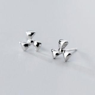 Fan Ear Stud 1 Pair - Silver - One Size