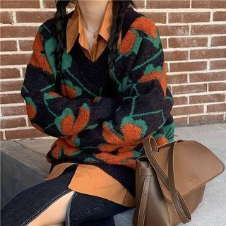Long-sleeve Shirt / Floral Pattern Sweater