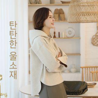 Round-hem Wool Blend Hoodie