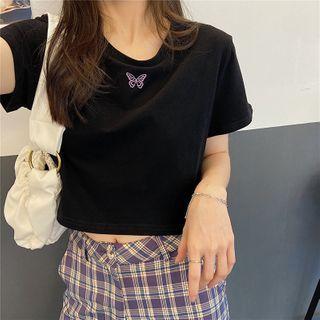Short Sleeve Butterfly Cropped T-shirt