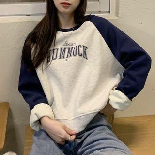 Color Panel Lettering Long-sleeve Sweatshirt