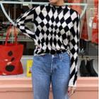 Long Sleeve Argyle Pattern Sweater