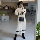 Sailor-collar Contrast-trim Cable-knit Dress