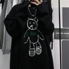 Bear Patterned Sweater Black - One Size