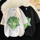 Short-sleeve Vegetable Print Lettering T-shirt