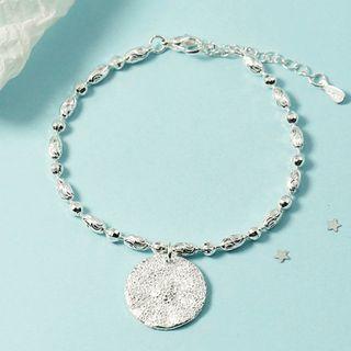 Disc Pendant Alloy Bracelet 1pc - Silver - One Size