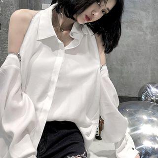 Plain Zip-detail Shirt