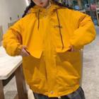 Printed Zip Jacket With Hood Yellow - One Size
