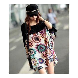 Print Panel Elbow Sleeve Tunic
