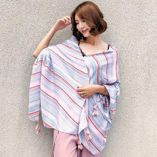 Striped Scarf Stripe - Blue & White & Pink - One Size
