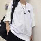 Lettering Embroidered V-neck Vest