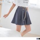 Striped Drawcord A-line Skirt