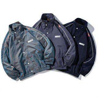 Lettering Button Bomber Jacket